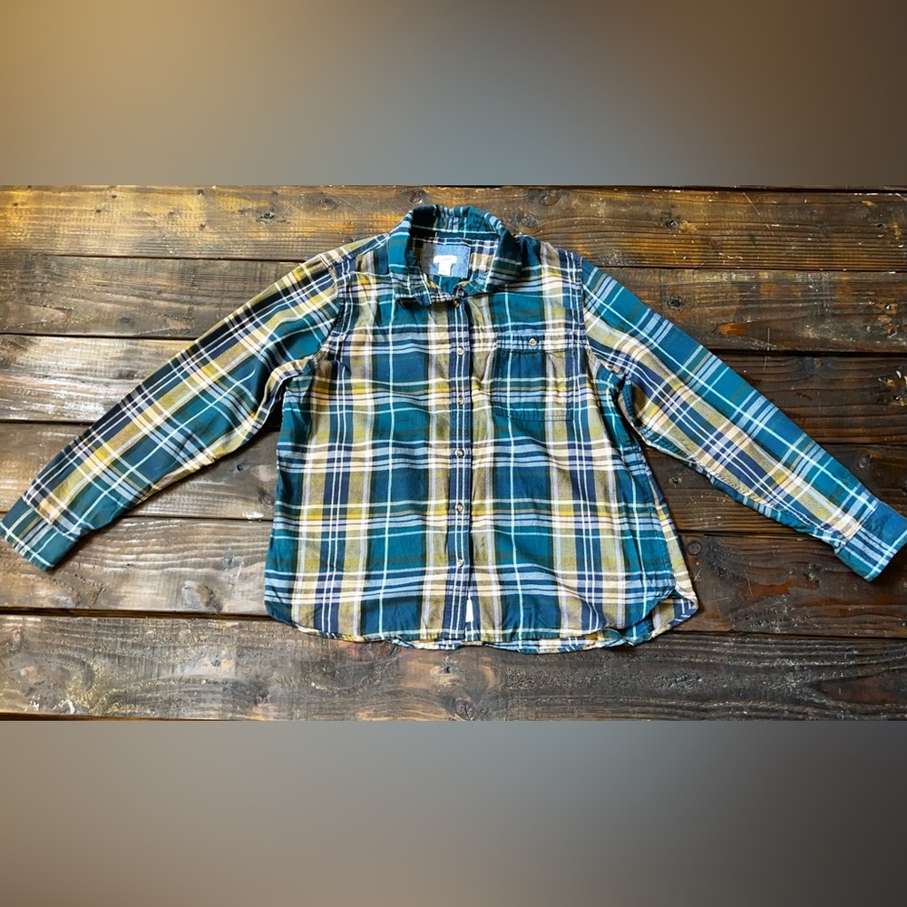 L.L. Bean Shirt Women's Large Plaid Long Sleeve Button Up Outdoor